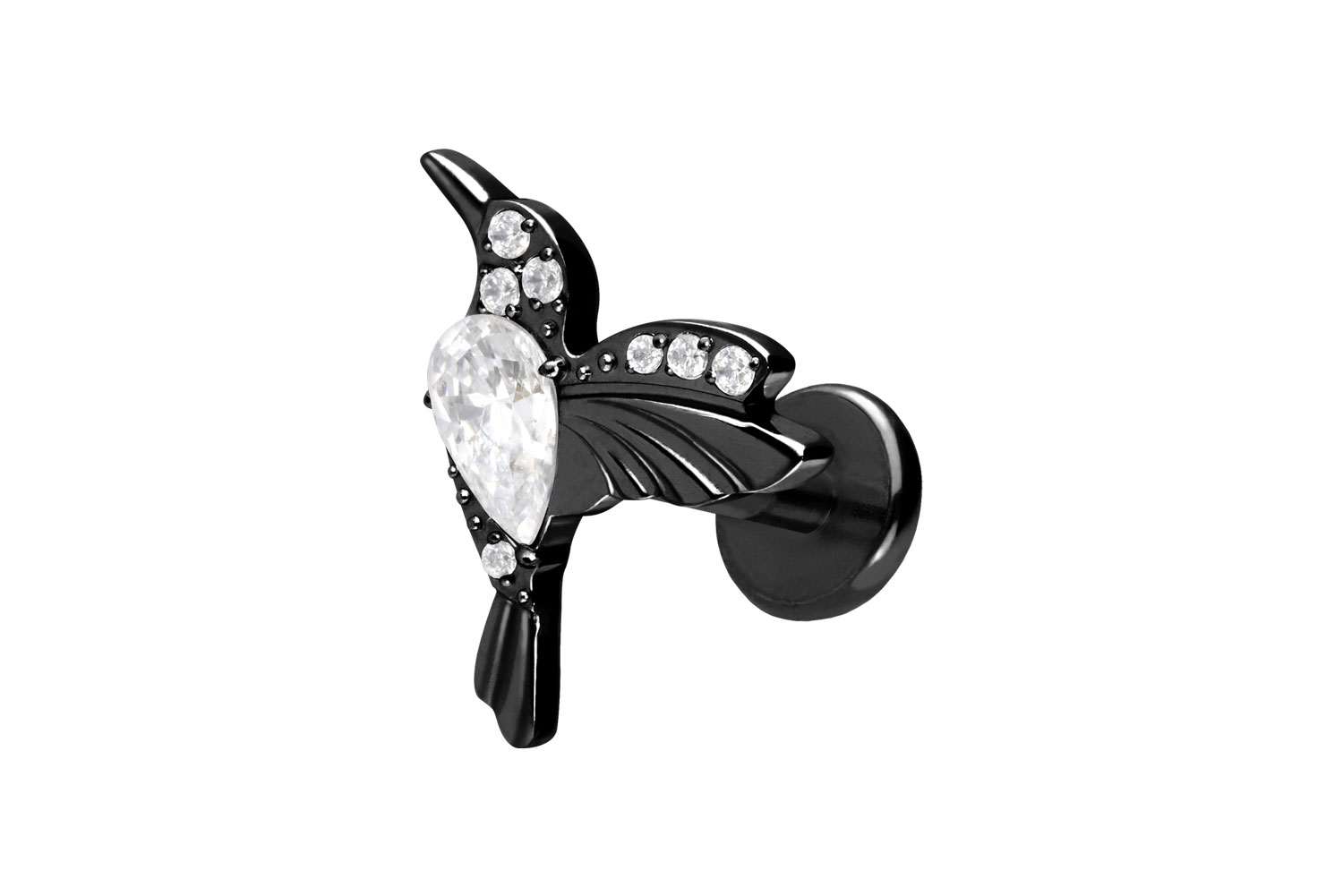 Titan Labret Piercing mit Push Fit KOLIBRI